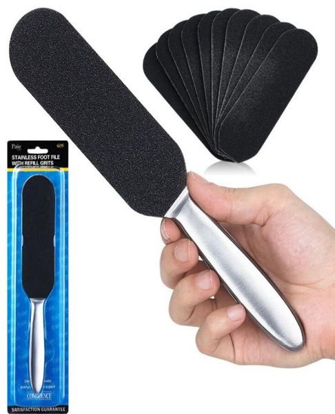 

new arrive beautygaga pro supply pedicure feet care stainless metal handle 10pcs black sanding cloth high level foot files foot8469872