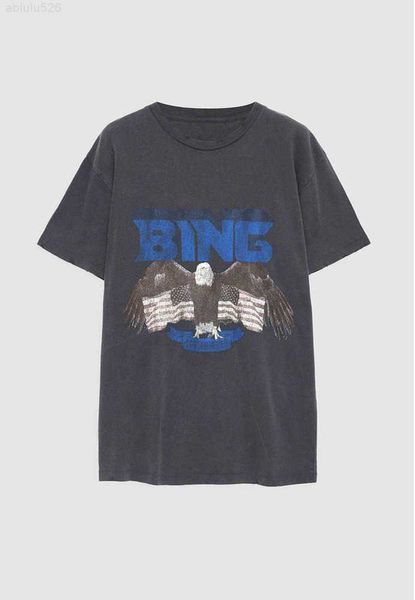 

2023 anines bing niche eagle letter print t shirt vintage stir-fried snowflake women designer short-sleeved t-shirt cotton summer tee, White