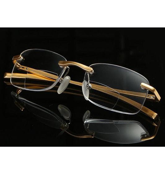 

fashion bifocals reading glasses rimless bifocal eyeglasses eye reader frameless women men eyewear far near lens 1040 strengt3890195