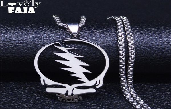 

afawa grateful dead skull stainless steel chain necklace for menwomen silver color necklace jewelry cadenas mujer n4206s036259276