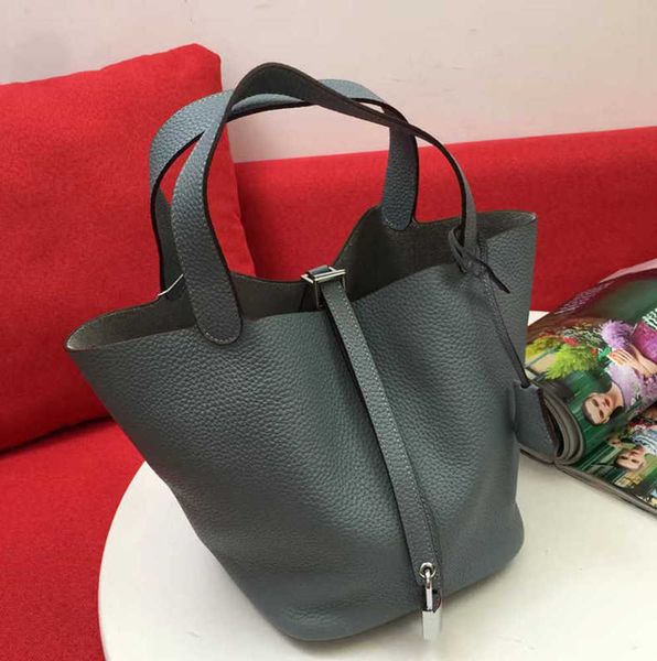 

a designer tote bag her mas handbag bagclassic vegetable basket bags picotin lock female genuine leather handbag large cvn fashion leisure