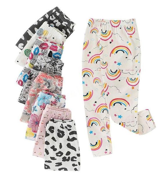 

summer girls leggings kids print tights skinny trousers children flowers printing pencil pants 311years7173478, Blue