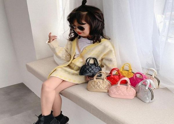 

kids shell bag korean style pu embossed pattern handbag baby toddler girls crossbody mini chain shell bags purse children handbags5269009, Black