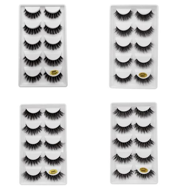 

5pairsset 3d mink false eyelashes handmade natural plastic black cotton full strip thick fake eye lashes cosmetic7184462