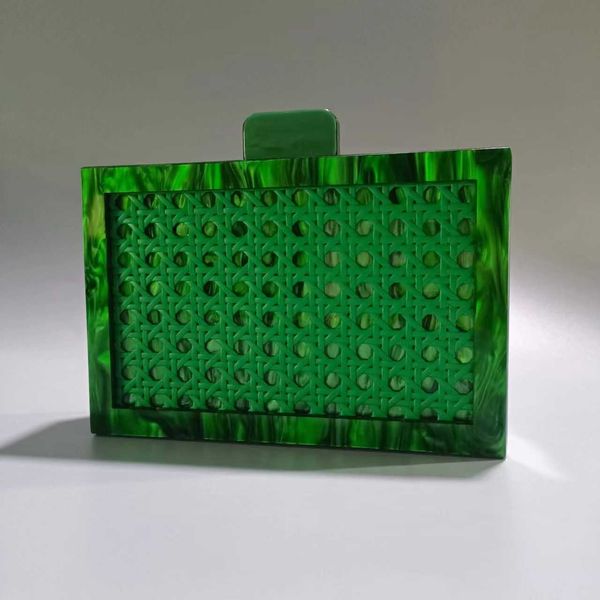 

women's new fashion green vine weaving acrylic dinner bag single shoulder oblique cross banquet handbag 230621