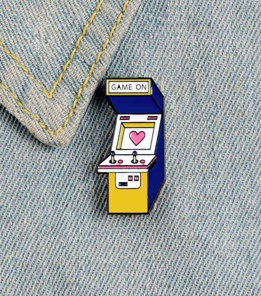 

game machine enamel pin video games badge pink heart brooch cartoon rocker love clothes backpack bag lapel pin jewelry gift for ki6812272, Gray
