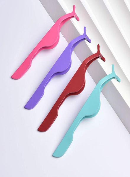 

fake lash applicator pink purple red light green eyelash tweezers clip beauty makeup tool eyelash curler8763892
