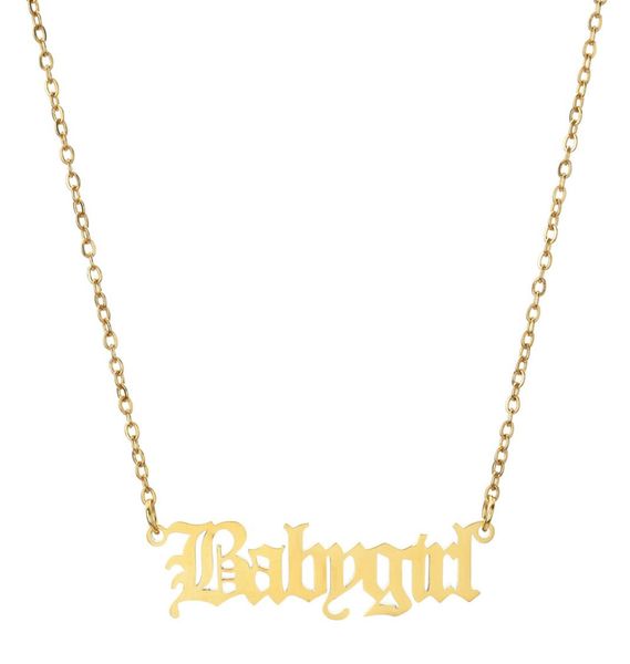 

new ancient babygril angle princess letters necklaces for women girl stainless steel old english pendant necklace friends party je1587650, Silver