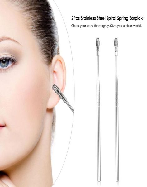 

stainless steel earpick earwax curette remover ear cleaner ear pick spoon ear wax cleaner tool 2pcs1913091
