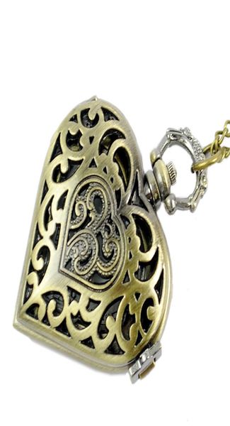 

50pcslot heart hollow pocket watch pocket watch dial pendant necklace chain quartz pocket watch pw1119436918, Slivery;golden