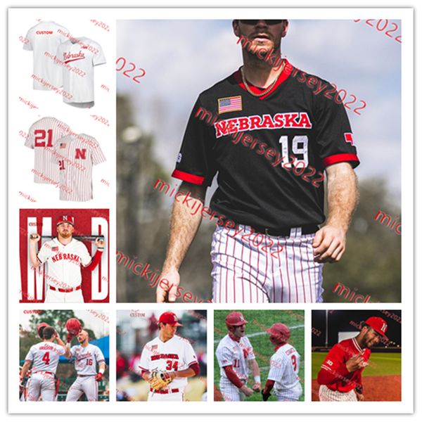 

charlie fischer ben columbus cole evans nebraska jersey custom stitched mens garrett anglim emmett olson jace kaminska nebraska cornhuskers, Black