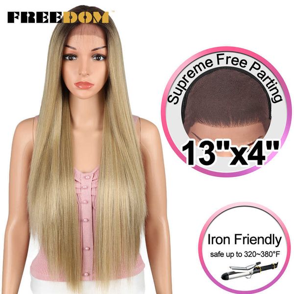 

synthetic lace front wigs for black women 32inch long straight wigs blond cosplay wig part synthetic lace wig 230524, Black;brown