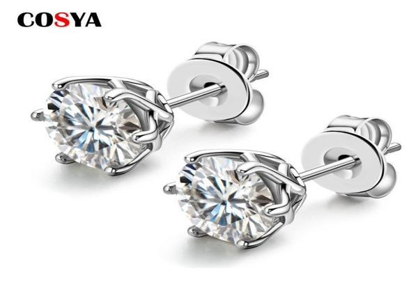 

stud cosya real 051 carat d color diamond earrings for women 925 sterling silver fine jewelry engagement gifts 2210205453071, Golden;silver