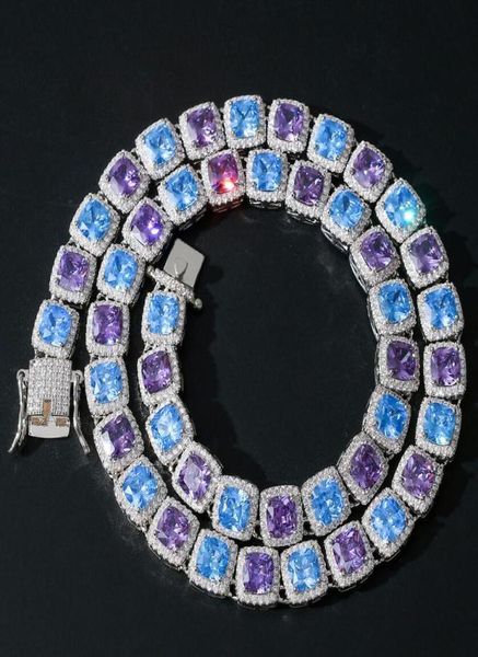 

new hip hop men039s necklace 10mm square color blue purple zircon necklace blingchain jewelry gift9256109, Black