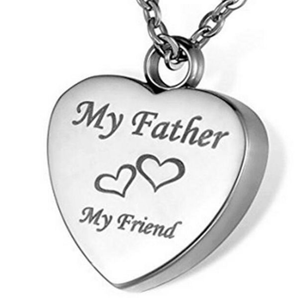 

whole engraving of the father heartshaped bottle of the ashes of the jar urn cremation necklace funeral jewelry memorial pend5833207, Silver