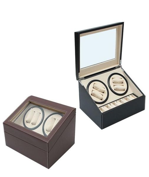 

pu leather automatic 46 watch winder rotator storage case display box organizer silent operation automatic rotation all aspects3777969, Black;blue