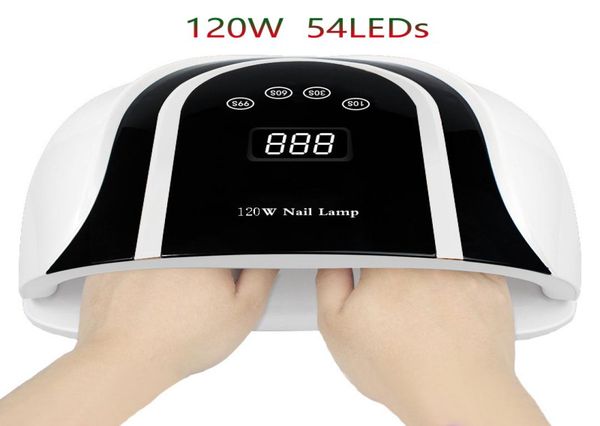 

120w sun t4 uv led nail lamp professional manicure dryer 54 leds fast dry gel polish 10s 30s 60s 99s detachable pedicure lamps4331640
