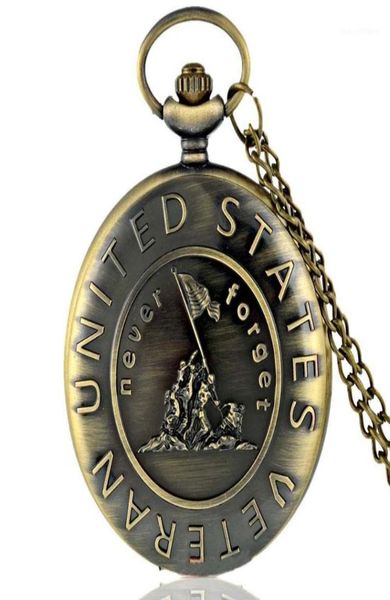 

vintage us veteran army bronze pocket watch quartz necklace pendant antique gift2866690, Slivery;golden
