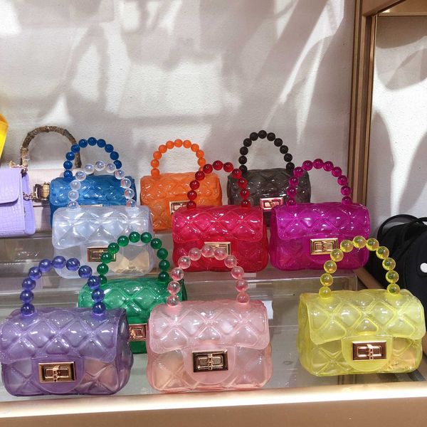 

2023 new korean fashion small fragrance bag versatile lingge chain transparent jelly bag pearl crossbody bag