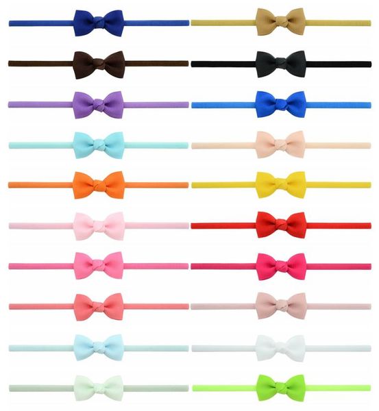 

baby bow headbands nylon ribbon hairbands girls elastic cute solid headband children kids hair accessories fashion bowknot headdre6534766, Slivery;white
