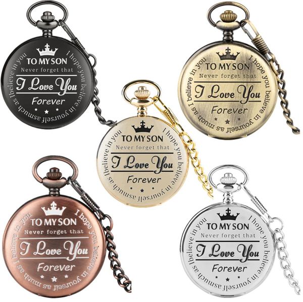 

retro black big dial roma mens students to my son i love you forever chains nacklace pocket watch fashion dress gift clock9758354, Slivery;golden