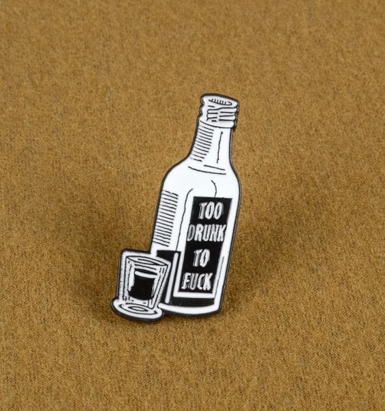 

too drink wine enamel pin bottle cup badge brooch backpack clothes lapel pin black and white glass jewelry gift for friends men7828475, Blue