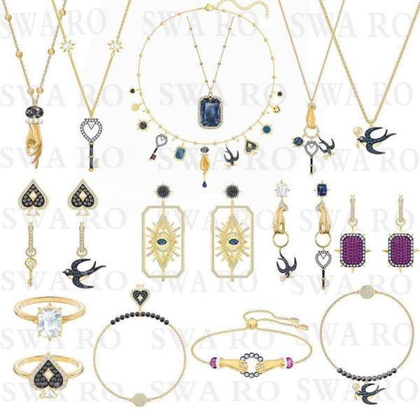 

tarot magic necklace set mysterious symbol lucky swallow devil039s eye key spades female jewelry fashion set gift299b8059110, Silver