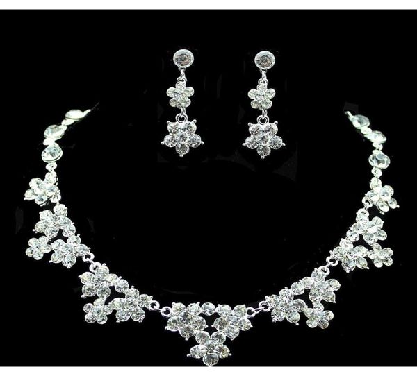 

wedding jewelry sets engagement bridal rhinestone earring and necklace sets simple shining wedding dress accessories jewelry in bu5210476, Slivery;golden
