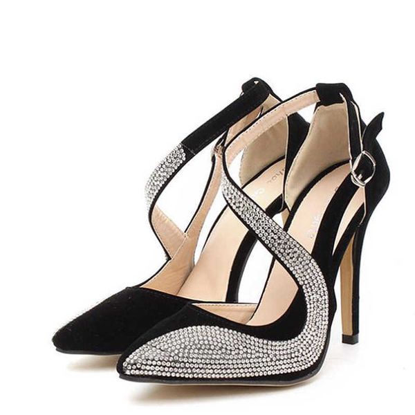 

sandals heels comfortable and fashionable colored light mouth single shoes women's rhinestone thin black pointed high