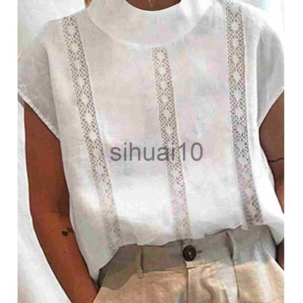 

women's blouses shirts vintage mujer women blouse solid cotton linen summer casual chic tunic hallow lace patchwork oversized white bl