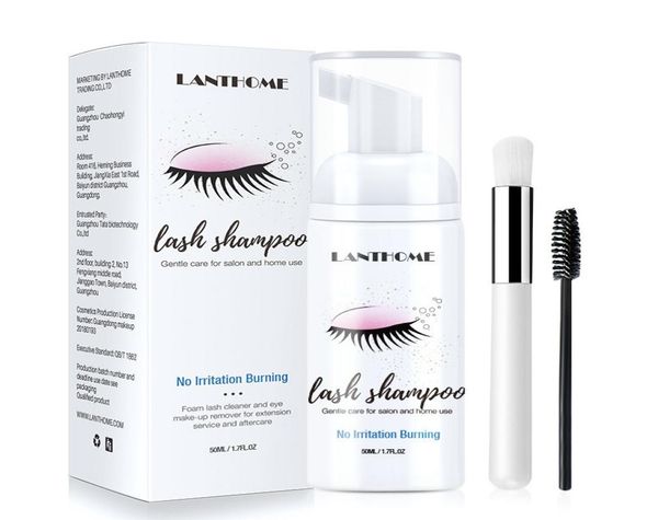 

50ml professional eyelash eye lashes foam cleaner pump design individual eyelash extension shampoo remover with brush4350755