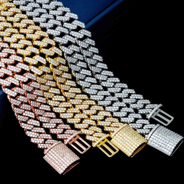 

fashion styles filled iced out pure sterling silver 925 necklace vvs moissanite cuban link chain