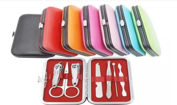 

7 pcs nail clippers kit scissors tweezer knife ear pick utility manicure set tools random colors7434592