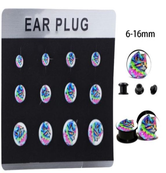 

mix 6 sizes 5 cards internal thread ear expander plugs kit screw flesh tunnel gauge earring stretchering body piercing3618486, Silver