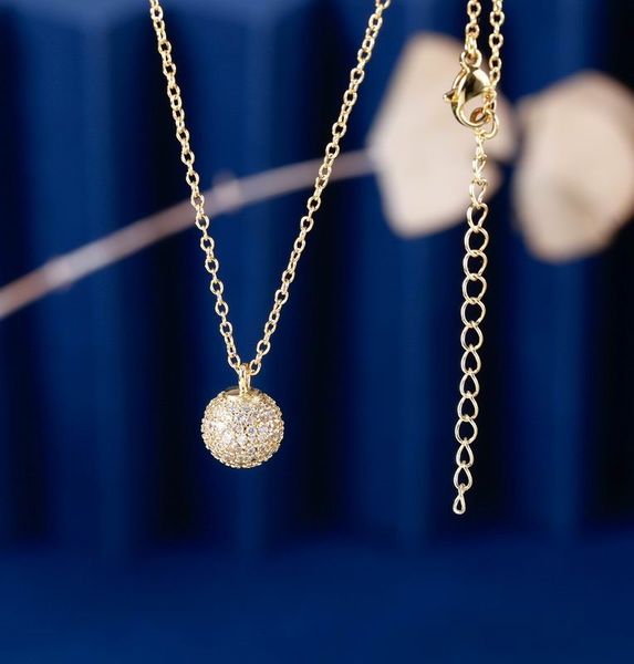 

2023 lovely cute pendant necklaces long gold thin stainless steel chain diamond crystal ball design women necklace with dust bag and box, Silver