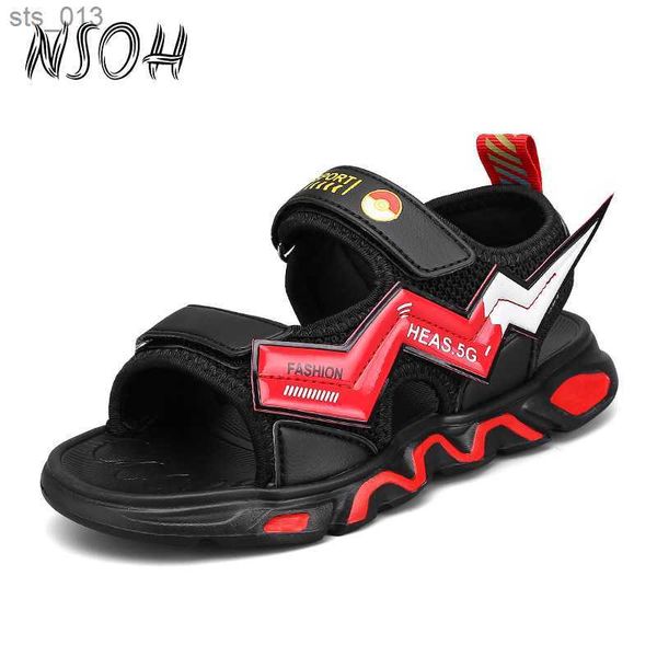 

nsoh kids sandals summer breathable comfortable kids boys shoes outdoor csaual childrens sandals lightweight sports sandal l230518, Black;red