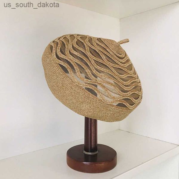

japanese style new spring summer ladies retro mixed color str beret mesh breathable painter hat fashion str hat boina baret l230523, Blue;gray