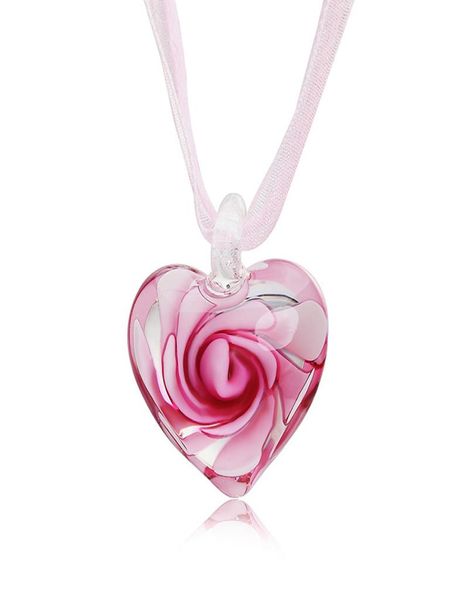 

beautiful heart with flowers inside lampwork murano italian venetian glass fashion pendants necklaces handmade fashion jewelry5283108, Silver