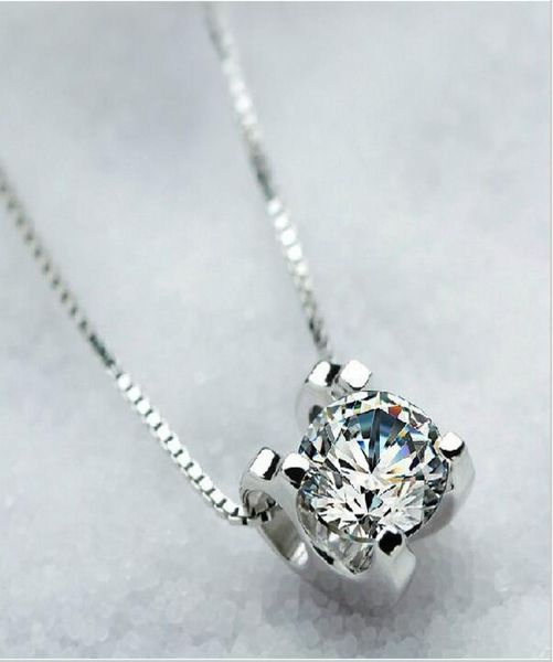 

brand jewelry white sapphire stone cubic zirconia pendant 925 silver necklace for women 9624182
