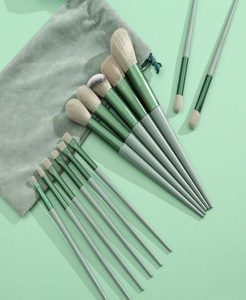 

fashion 13pcs matcha green unicorn makeup brushes set with bag blending powder eye face brush makeup tool kit maquillaje2693668