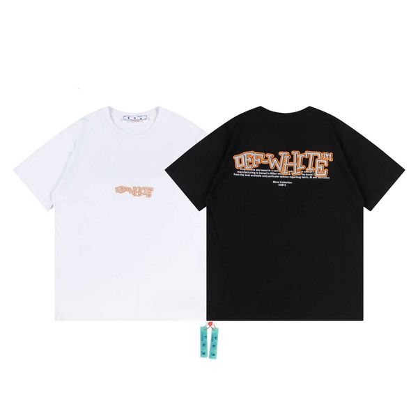 

designer luxury off w t-shirt springsuper summer 2023 new ow creative embroidery letter round neck pullover short sleeve unisex, White;black