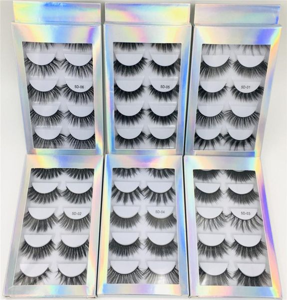

selling 5 pair natural thick synthetic eye lashes makeup handmade fake cross false eyelashes with holographic box5737208