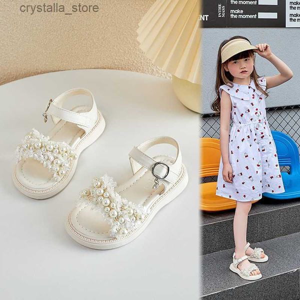

princess pearal decoration summer shoes kid's comfortable sandals sandy beach shoes fashion children s size 21-36 l230518, Black;red