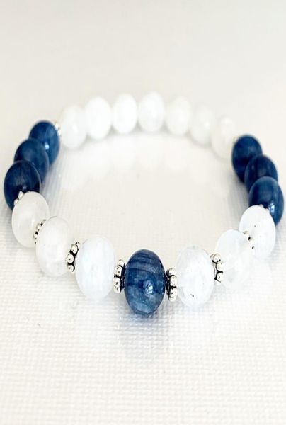 

mg0797 luxury grade blue kyanite and moonstone stacking bracelet dainty gem stone beaded bracelet energy protection bracelet1666512, Black