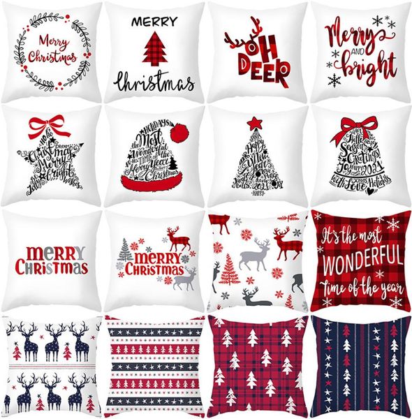 

45x45cm christmas pillow case home decoration cushion cover christmas decorative pillows cover sofa living room pillowcase xmo18b6046577, Black;white