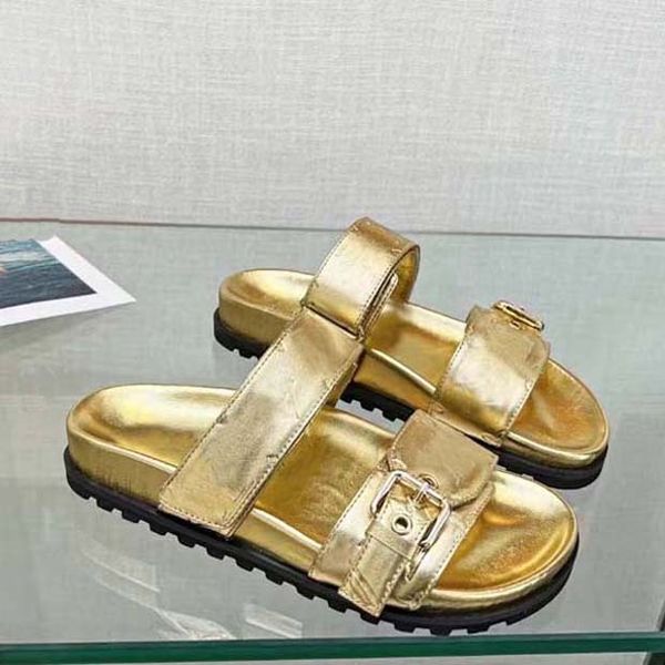

new women sandals designer slippers fashion embossed cowhide casual flat shoes size 35-42 with box, Black