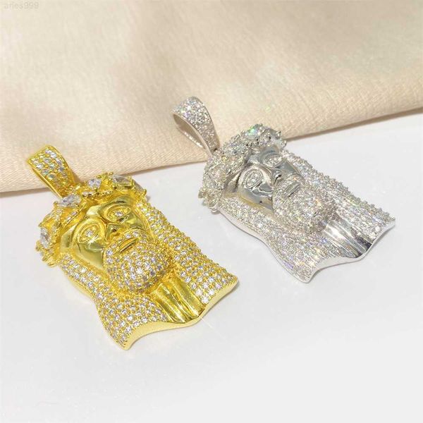 

hiphop custom tennis chain pendant jesus 925 silver moissanite pendant