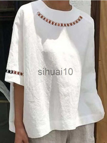 

women's blouses shirts vintage mujer women blouse solid cotton linen summer shirt hallow patchwork chic tunic fashion oversize white b