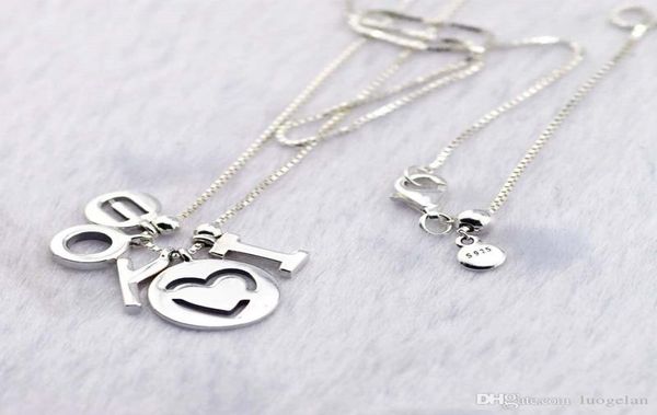 

compatible with jewelry 925 sterling silver i love you necklace for women original fashion pendants charms jewelry9380959