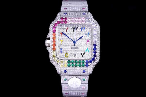 

montre de luxe 40mm men watch 8215 automatic mechanical movement watch color diamond watch 904l fine steel case strap waterproof /0013, Silver